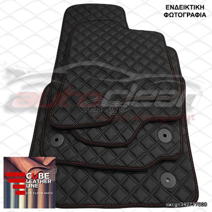 BMW F10 ΣΕΙΡΑ 5 2010-2016 ΠΑΤΑΚΙΑ ΤΕΧΝΟΔΕΡΜΑ CUBE ΜΑΥΡΟ ΜΕ ΚΟΚΚΙΝΗ ΡΑΦΗ ΠΕΡΙΜΜΕΤΡΙΚΑ - ΚΕΝΤΗΜΑ M ΣΕΤ 4ΤΜΧ