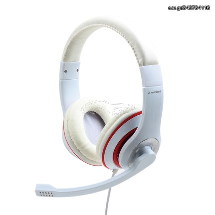 GEMBIRD JACK STEREO HEADSET WHITE WITH RED RING