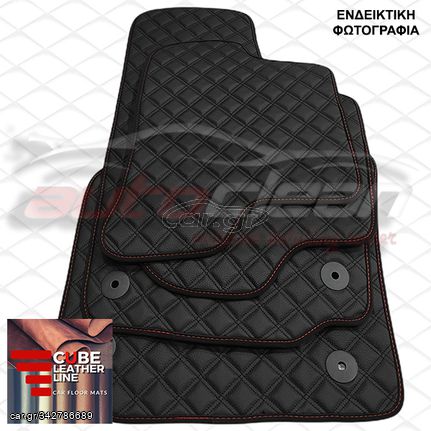 BMW E83 X3 2003-2010 ΠΑΤΑΚΙΑ ΤΕΧΝΟΔΕΡΜΑ CUBE ΜΑΥΡΟ ΜΕ ΚΟΚΚΙΝΗ ΡΑΦΗ ΠΕΡΙΜΜΕΤΡΙΚΑ - ΚΕΝΤΗΜΑ M ΣΕΤ 4ΤΜΧ