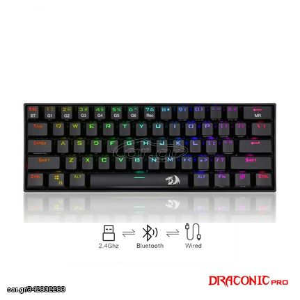 Gaming πληκτρολόγιο - Redragon K530 RGB Draconic Pro Black (Custom Brown) | Pancarshop