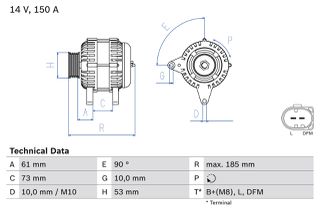 Δυναμό  BMW 3 (E46), 5 (E39), X3 (E83), X5 (E53); LAND ROVER FREELANDER I 2.0D/2.5D/3.0D 01.96-08.08