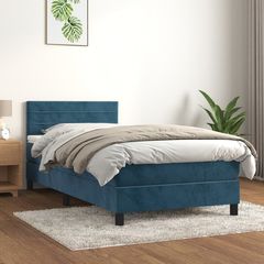 ΚΡΕΒΑΤΙ BOXSPRING ΜΕ ΣΤΡΩΜΑ ΣΚΟΥΡΟ ΜΠΛΕ 100X200 ΕΚ. ΒΕΛΟΥΔΙΝΟ 3141351