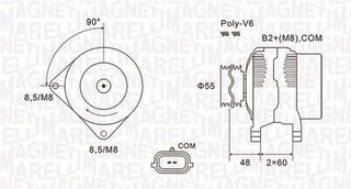 Δυναμό RENAULT CLIO II, CLIO III, CLIO III/HATCHBACK, FLUENCE, GRAND SCENIC III, KANGOO BE BOP, KANGOO EXPRESS, KANGOO II, LAGUNA, MEGANE, MEGANE II, MEGANE III 1.5D/1.6 10.03-