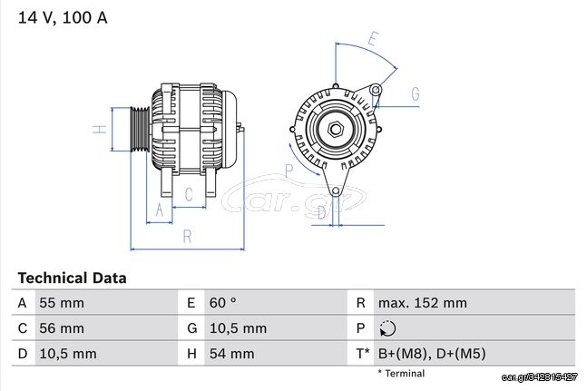 Δυναμό OPEL ASTRA G, ASTRA G CLASSIC, ASTRA G/KOMBI, ASTRA H, ASTRA H CLASSIC, ASTRA H GTC, CORSA C, CORSA C/HATCHBACK 1.0-1.4LPG 02.98-