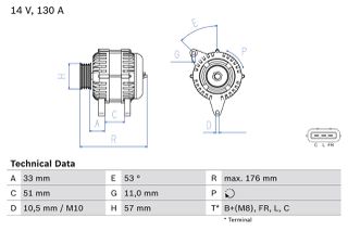 Δυναμό HYUNDAI ELANTRA V, I20 I, I30, I40 I, I40 I CW, IX20, IX35; KIA CARENS IV, CEE'D, OPTIMA, PRO CEE'D, RIO III, SOUL I, SOUL II, SPORTAGE III, VENGA 1.1D-1.7D 12.06-