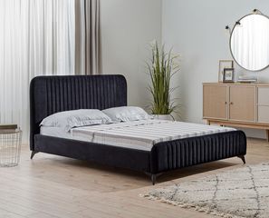 Υπέρδιπλο κρεβάτι Karina για στρώμα 180x200cm με τελάρο, Μαύρο 194x227x105cm - AL-TUS458