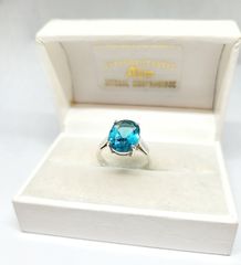Δαχτυλίδι μονόπετρο από ασήμι 925 επιπλατινωμένο με ζιργκόν γαλάζια πέτρα Α9046 ΤΙΜΗ 90 ΕΥΡΩ