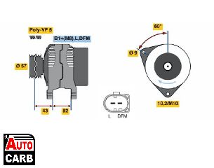 Δυναμό BOSCH 0124515025 για AUDI A4 1994-2002, AUDI A6 1997-2005, SKODA SUPERB 2001-2008