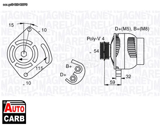 Δυναμό MAGNETI MARELLI 063377001010 για FIAT DOBLO 2000-, FIAT IDEA 2003-, FIAT PANDA 1980-2004