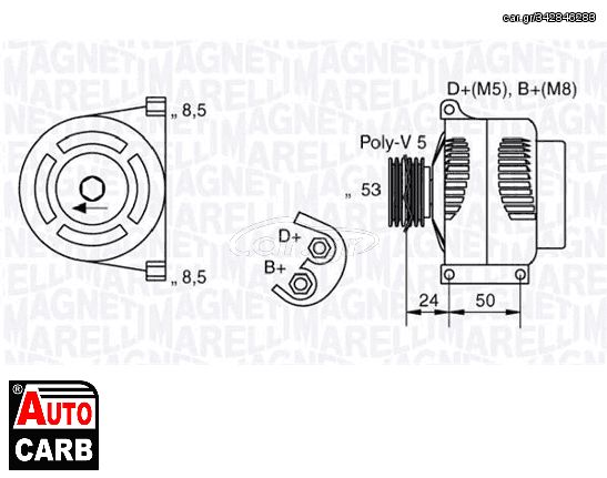 Δυναμό MAGNETI MARELLI 063377006010 για ALFA ROMEO MITO 2008-2018, FIAT 500 2007-, FIAT DOBLO 2000-