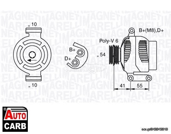 Δυναμό MAGNETI MARELLI 063377028010 για ALFA ROMEO MITO 2008-2018, FIAT 500 2007-, FIAT DOBLO 2000-