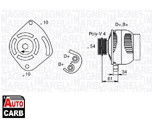 Δυναμό MAGNETI MARELLI 063377030010 για ALFA ROMEO MITO 2008-2018, FIAT 500 2007-, FIAT DOBLO 2000-