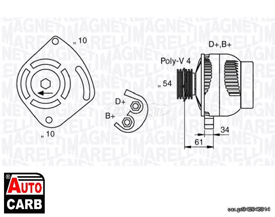 Δυναμό MAGNETI MARELLI 063377030010 για ALFA ROMEO MITO 2008-2018, FIAT 500 2007-, FIAT DOBLO 2000-