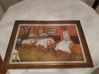 Ελαιογραφία "Εστιατόριο Εποχής" του ζωγράφου Γκούσιο Θ. (1938-2008)