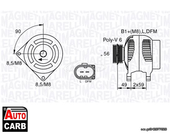 Δυναμό MAGNETI MARELLI 063533250010 για AUDI A3 1996-2006, FORD GALAXY 1995-2006, RENAULT CLIO 1998-2016