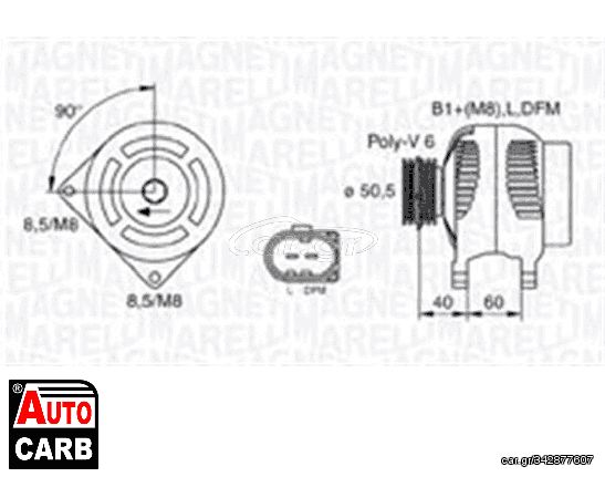 Δυναμό MAGNETI MARELLI 063730007010 για PEUGEOT 206 1998-2012, SEAT ALHAMBRA 1996-2010, SEAT AROSA 1997-2004