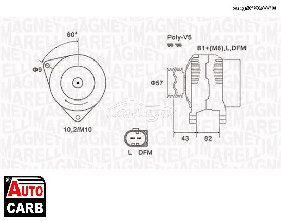 Δυναμό MAGNETI MARELLI 063731759010 για AUDI A4 1994-2005, AUDI A6 1997-2005, AUDI A8 2002-2010