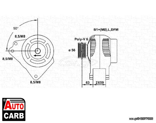 Δυναμό MAGNETI MARELLI 943355061010 για AUDI A3 1996-2006, AUDI TT 1998-2006, GEELY VISION 2005-