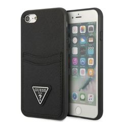 Guess GUHCI8PSATPK iPhone 7/8 SE 2020 / SE 2022 Hardcase schwarz/schwarz Hardcase Saffiano Triangle Logo Cardslot