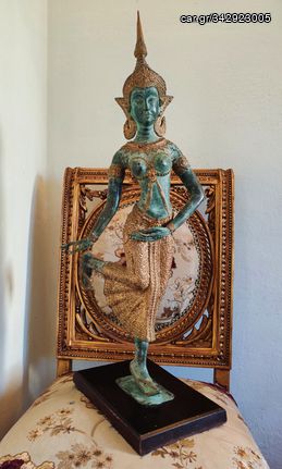 Παλαιό χειροποίητο  μπρούτζινο αγαλματίδιο Ινδονησίας - Χορεύτρια φύλακας του Ναού