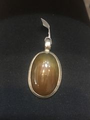 Παλιό ασημένιο μενταγιόν με ορυκτή πέτρα-thumb-2