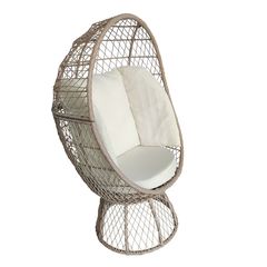 Ε6747,1 CROWN Πολυθρόνα Egg, Wicker Μπεζ, Μαξιλάρι Άσπρο Πολυθρόνα Leisure,  Μπεζ-Tortora-Sand-Cappuccino,  Μέταλλο/Wicker, , 1 Τεμάχιο