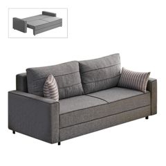 0222713 Καναπές - κρεβάτι Ece Megapap τριθέσιος υφασμάτινος χρώμα γκρι 215x90x88εκ. Ύφασμα, 1 Τεμάχιο