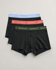 GANT Ανδρικά Boxer 3-Pack Μονόχρωμα Μαύρο Με Γαλάζιο/Πορτοκαλί/Πράσινο Λάστιχο