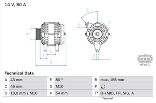 Δυναμό FORD FIESTA V, FUSION; MAZDA 2 1.4D 11.01-12.12