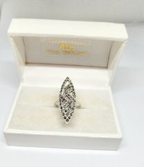 Ασημένιο 925 με πέτρες  μαρκασίτη δαχτυλίδι σχέδιο νυχάκι Α9536 ΤΙΜΗ 85 ΕΥΡΩ