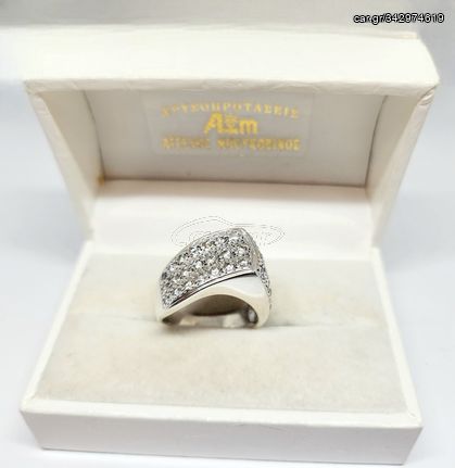 Μοναδικό μισόβερο δαχτυλίδι από ασήμι 925  με λουστρέ φινίρισμα Α9046 ΤΙΜΗ 85 ΕΥΡΩ