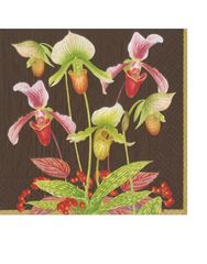 Xαρτοπετσέτες Cocktail Slipper Orchid Chestnut 12.5x12.5cm Caspari (20 Tεμάχια)