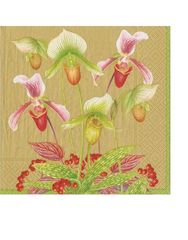 Xαρτοπετσέτες Cocktail Slipper Orchid Gold 12.5x12.5cm Caspari (20 Tεμάχια)