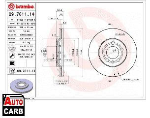 Δισκοπλακα BREMBO 09701114 για AUDI A1 2010-2018, AUDI A2 2000-2005, AUDI A3 1996-2006