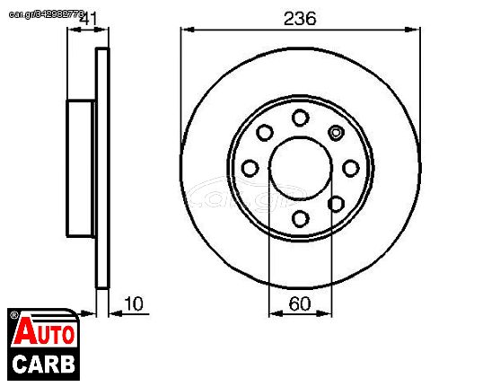 Δισκοπλακα BOSCH 0986478080 για OPEL CORSA 1982-2002, OPEL KADETT 1979-1994