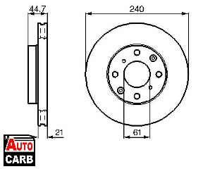 Δισκοπλακα BOSCH 0986478115 για HONDA CIVIC 1991-2001, HONDA DOMANI 1992-1999, HONDA INTEGRA 1993-2001