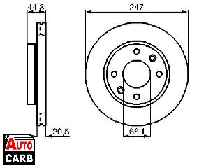 Δισκοπλακα BOSCH 0986478211 για CITROEN VISA 1978-1991, PEUGEOT 205 1983-2000