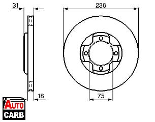 Δισκοπλακα BOSCH 0986478249 για MAZDA 323 1985-1998