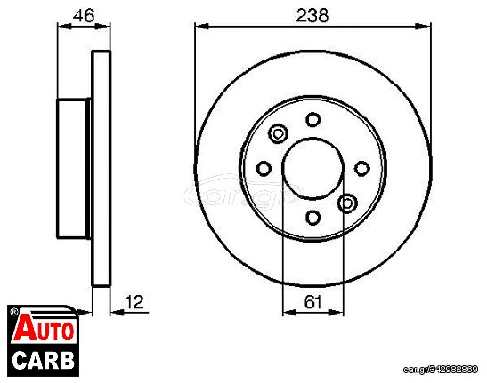 Δισκοπλακα BOSCH 0986478274 για RENAULT 18 1978-1994, RENAULT FUEGO 1980-1992