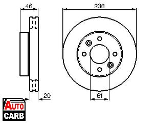 Δισκοπλακα BOSCH 0986478275 για RENAULT 18 1978-1994, RENAULT ESPACE 1984-1992, RENAULT FUEGO 1980-1992