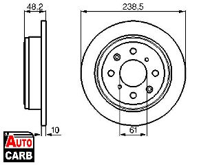 Δισκοπλακα BOSCH 0986478350 για HONDA ACCORD 1985-1989, HONDA CIVIC 1987-2001, HONDA CONCERTO 1989-1996