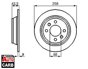 Δισκοπλακα BOSCH 0986478374 για SAAB 900 1978-1994, SAAB 9000 1984-1998