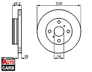 Δισκοπλακα BOSCH 0986478385 για TOYOTA COROLLA 1987-2002, TOYOTA CORONA 1987-1998, TOYOTA SPRINTER 1987-1995