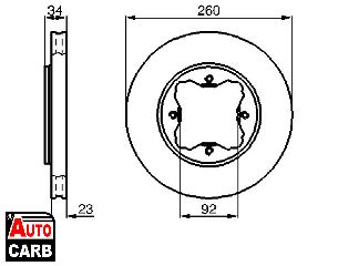 Δισκοπλακα BOSCH 0986478568 για HONDA ACCORD 1989-1998, HONDA ASCOT 1989-1997, HONDA INSPIRE 1989-1995