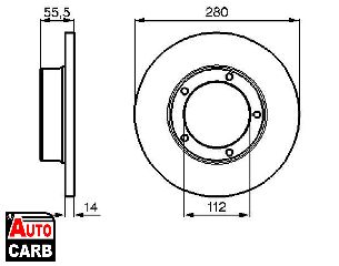 Δισκοπλακα BOSCH 0986478770 για PEUGEOT J7 1968-1980, PEUGEOT J9 1980-1987