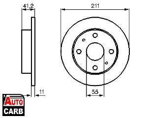 Δισκοπλακα BOSCH 0986479119 για DAIHATSU CUORE 1998-2003, DAIHATSU MIRA 1998-2003, DAIHATSU TREVIS 2006-