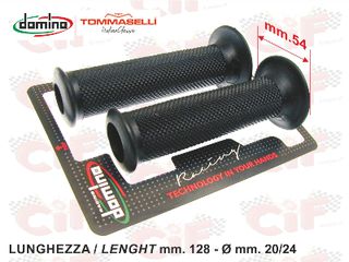 ΧΕΙΡΟΛΑΒΕΣ ΣΕΤ DOMINO ΙΤΑΛΙΑΣ ΓΙΑ SCOOTERS & MOTO DAKAR ΜΗΚΟΣ 128mm 20/24. ΑΝΟΙΚΤΕΣ ΣΤΟ ΠΛΑΙ.