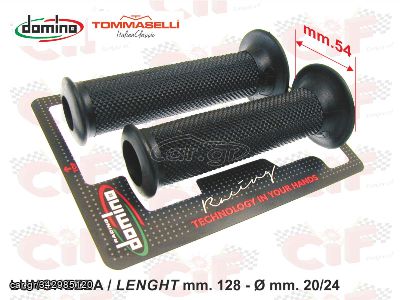 ΧΕΙΡΟΛΑΒΕΣ ΣΕΤ DOMINO ΙΤΑΛΙΑΣ ΓΙΑ SCOOTERS & MOTO DAKAR ΜΗΚΟΣ 128mm 20/24. ΑΝΟΙΚΤΕΣ ΣΤΟ ΠΛΑΙ.