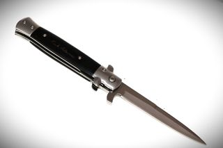 Γνήσιο Ιταλικό πτυσσόμενο μαχαίρι στιλέτο STILETO Mafia Godfather ITALY Μαύρη λαβή