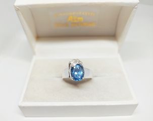 Ασημένιο δαχτυλίδι 950 με μπλε πέτρα ζιργκόν (Μ) Α9536 ΤΙΜΗ: 80 ΕΥΡΩ